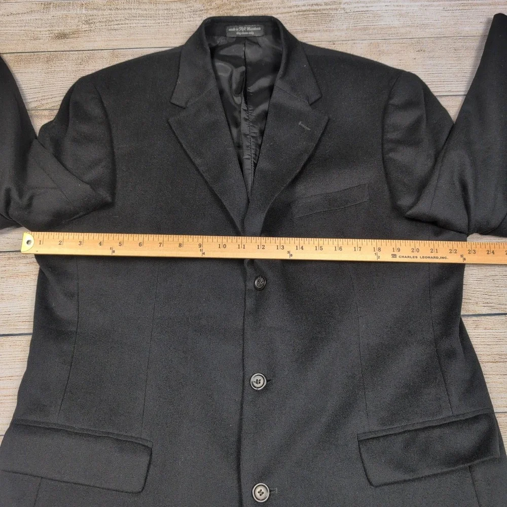 Andrew Fezza Wool Silk‎ Cashmere Black Blazer Jacket Mens 44 L